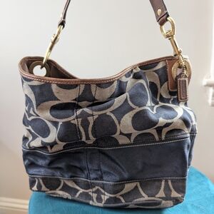 Coach Navy and Brown Signature Tote